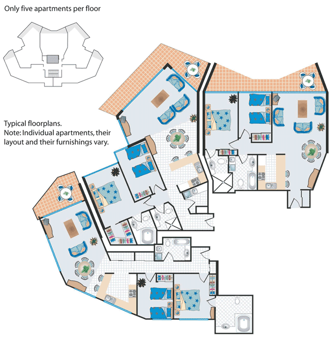 19th Avenue Two Bedroom Apartments Palm Beach - Floorplan